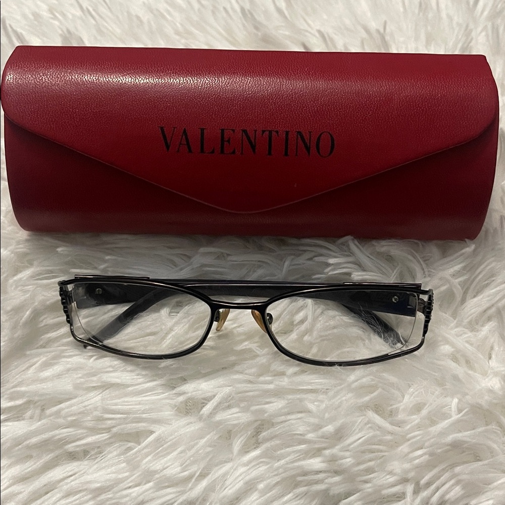 Valentino Eyeglasses Italy V5612/U 51-18-130 Purple black Sliver with Red Case.